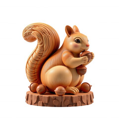 Fototapeta premium Thanksgiving 3d isolated squirrel with acorns transparent background creative holiday decoration concept