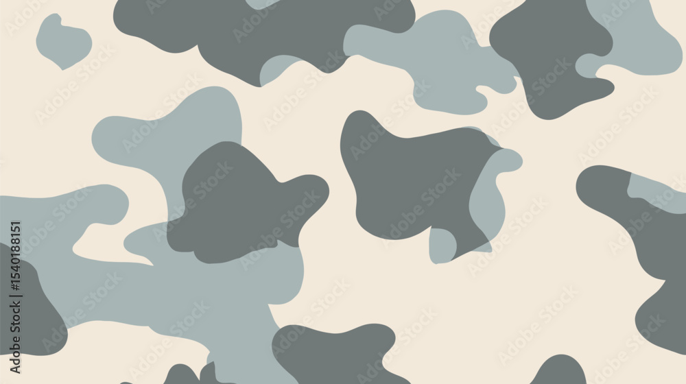 Poster abstract amorphous shapes layer in muted hues over creamy backdrop creating pattern