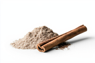Cinnamon sticks and ground cinnamon heap culinary kitchen food photography minimalist setting close-up spice exploration