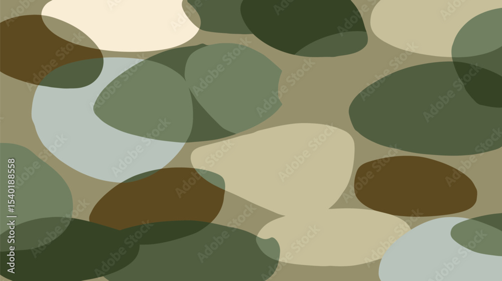 Poster abstract translucent shapes overlap forming pattern in earthy color scheme