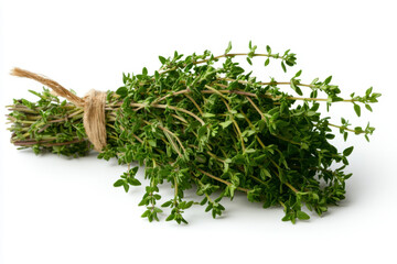 Fresh thyme bundle harvested in nature culinary herbs vibrant green farm environment close-up view culinary delight