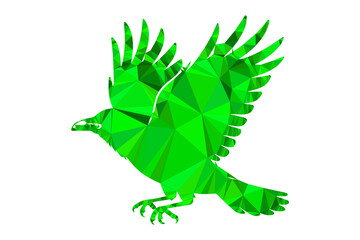 Obraz premium Abstract green low poly eagle in flight
