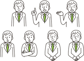 白衣の男性のアイコンセット