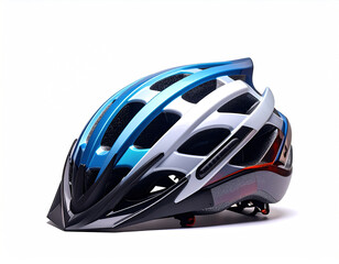 White isolated bicycle helmet for head protection and cycling safety sport equipment