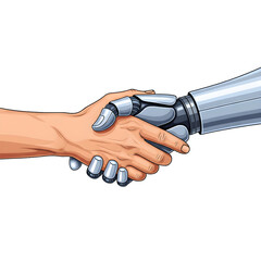 handshake between a man and a robot