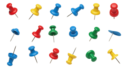 Set of paper pins on transparent background png file
Show thinking