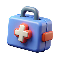 3d render of a blue first aid kit isolated on transparent background