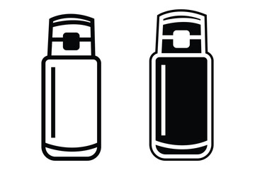 Kids Water Bottle art silhouette vector with lineart on white background