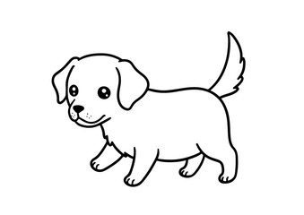 labrador retriever cute cartoon outline line art vector illustration, isolated on transparent background