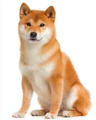 Adorable Shiba Inu Dog with a Vivid Orange Coat Sitting View