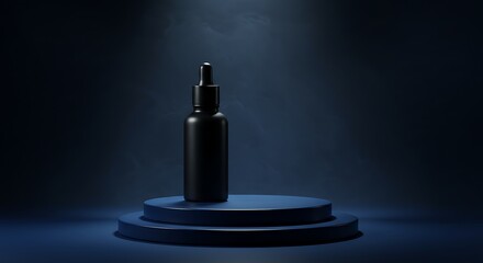 Elegant Black Glass Bottle on the left Mockup Premium Product Presentation