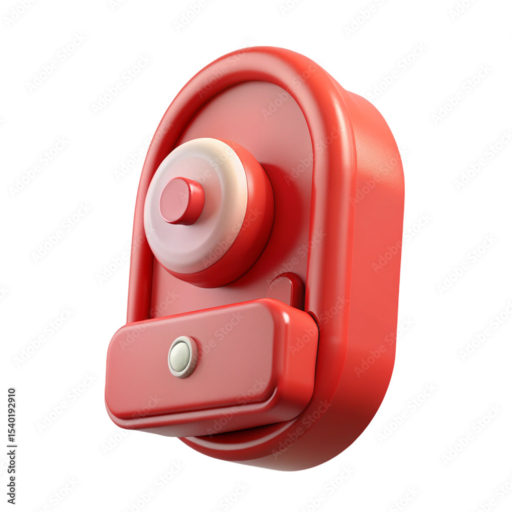 Aufkleber Red plastic style 3d rendering icon isolated on transparent background with rounded edges and button