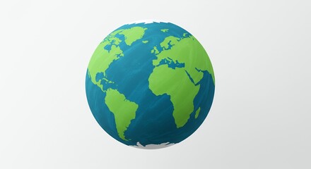 Fototapeta premium Pixelated Earth Illustration With Green Continents and Blue Oceans on Bright Background