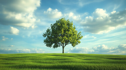 green field and blue sky. field and clouds
