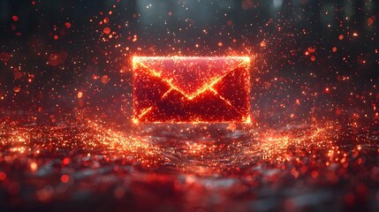 Fiery digital email icon melting into liquid energy