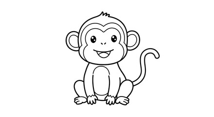 Adorable Cartoon Monkey Illustration Free Printable Coloring Page