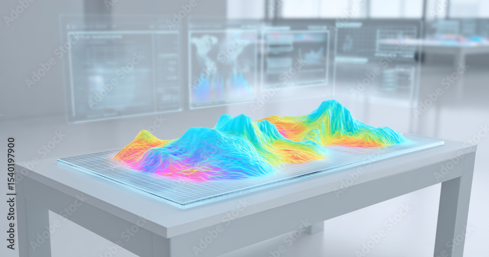 Poster in a modern research laboratory, a vibrant display illustrates the transformation of shape memory al