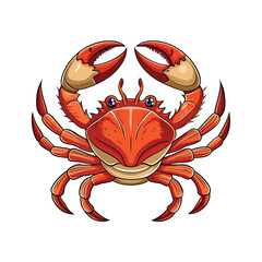 Red Crab with Raised Claws: Colorful Marine Life or Seafood Illustration

