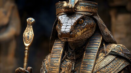 Cobra Pharaoh Ancient Egyptian Ruler in Ornate Regalia