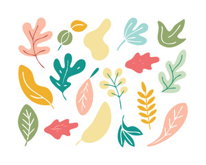 Fototapeta premium Minimal abstract organic leaf doodle vector set colorful, modern, and hand-drawn for nature-inspired designs.