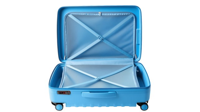Open Blue Suitcase Ready for Travel Packing Essentials Vacation Journey