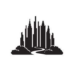 Emerald Garden-Inspired Abstract Skyscraper – Futuristic Architectural Vector Silhouette