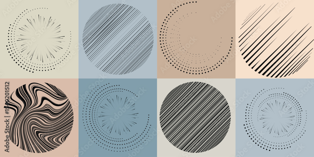 Poster lines and dots in circle form .rotate rounded shape vector illustration .rotating dots form a circle