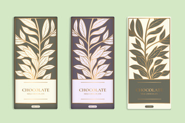 Luxury packaging design of chocolate bars. Vintage vector ornament template. Elegant, classic elements. Great for food, drink and other package types. Can be used for background and wallpaper.