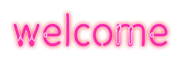 neon effect text of welcome in pink color