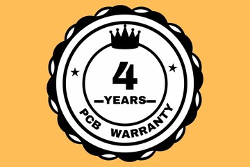Stamp 4 years PCB warranty, symbol, badge, tag, stamp, best warranty seal stamp, 4 years  PCB warranty seal, stamp, icon, tag, badge, quality 