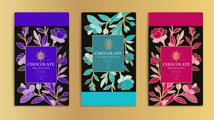Luxury packaging design of chocolate bars. Vintage vector ornament template. Elegant, classic elements. Great for food, drink and other package types. Can be used for background and wallpaper.