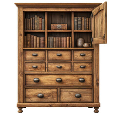 wooden cabinet isolated on transparent background