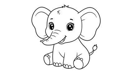 Obraz premium Adorable Baby Elephant Illustration Free Printable Coloring Page