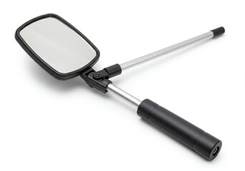 Telescopic Inspection Mirror with Black Handle on White Background Tool Security