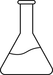 Simple Line Drawing of a Chemistry Flask with Liquid