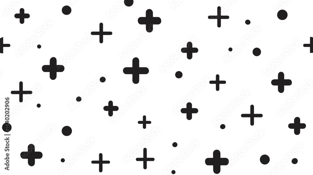 Poster simple symbols create abstract patterns in seamless monochrome backdrop presentation