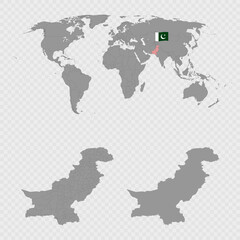 Fototapeta premium Pakistan Map Set with World Location.