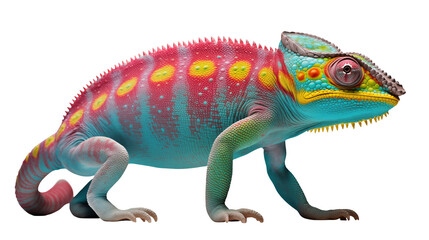 Obraz premium Vibrant Chameleon Reptile with Colorful Scales on a transparent Background Wildlife Photography