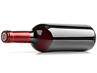 Red wine bottle lying on a surface showcasing its elegant design and rich color