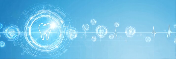 Obraz premium technology healthcare medical abstract interface digital data visualization blue background futuristic network healthcare monitoring system