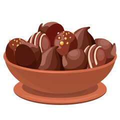 chocolate truffles in a plate without background