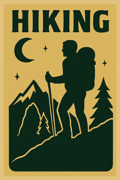 vector art of illustration poster of hiking poster