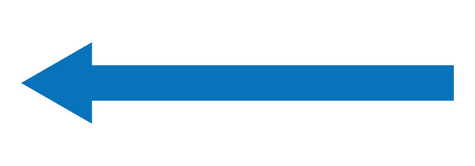 Blue long arrow.  Straight long arrow vector icon isolated on white background. Bold thine long arrow. Vector illustration.