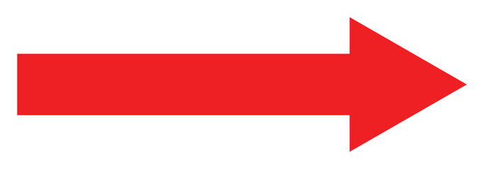 Long arrow. arrow pointing right site. Red horizontal long arrow pointing right. Bold thine long arrow. Vector illustration. 