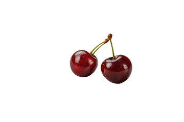 Couple of Fresh Cherries Isolated on White Background

