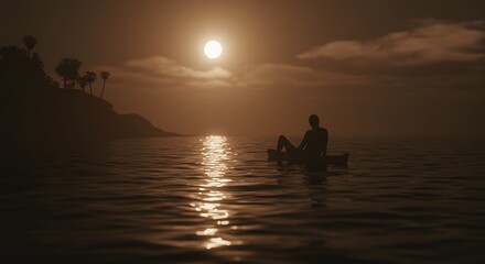 Solitary Sunset Seascape