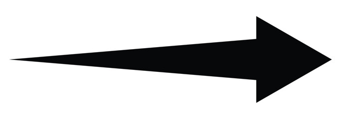 Long arrow. Straight long arrow vector icon isolated on white background. Black arrow a bold singular pointer icon. Vector illustration. 