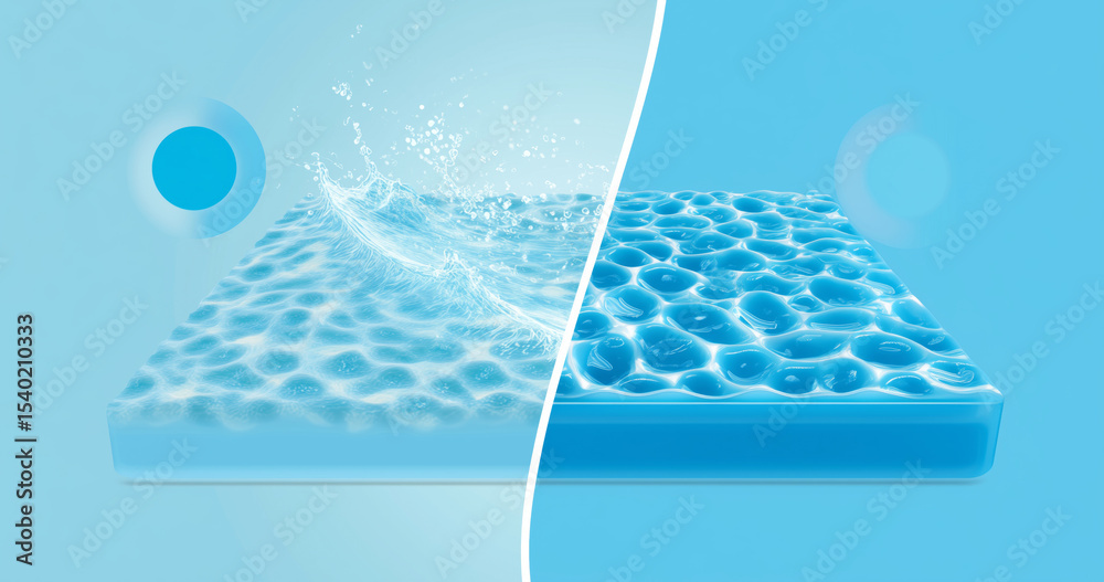 Aufkleber Advanced smart materials showcase shape memory alloys transforming into adaptive forms, emphasizing fluid interactions with liquid metal technology in experiments.