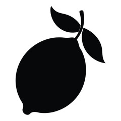 Simple lemon fruit silhouette with leaves