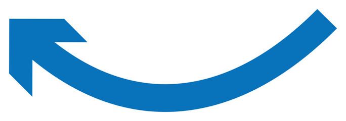 Blue curve arrow icon. Curved or arch arrow icon isolated. Flat style arrow icon for your website, design, logo, app, UI. Vector illustration.